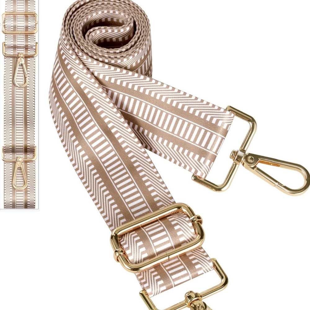 NEW| Boho Khaki/White Adjustable Crossbody Wide Bag Strap - Picture 5 of 12